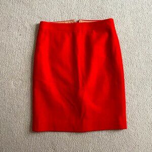 J Crew red wool mini pencil skirt 0